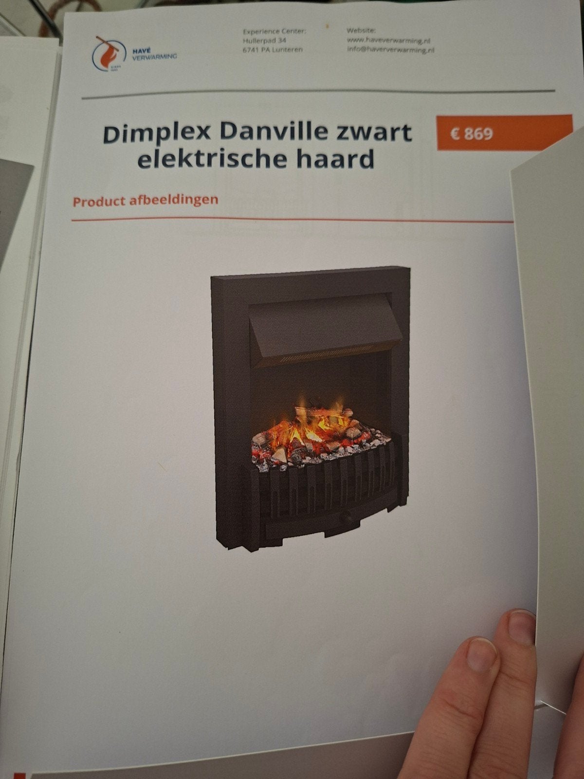 Dimplex Danville elektrische haard met afstandsbediening, Ophalen, Zo goed als nieuw, Inbouwhaard, Elektrische haard