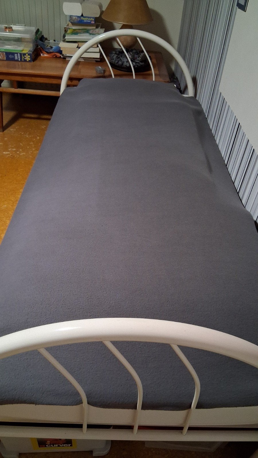 Eenpersoonsbed met metalen frame - Wit, Ophalen, Gebruikt, 90 cm, Eenpersoons