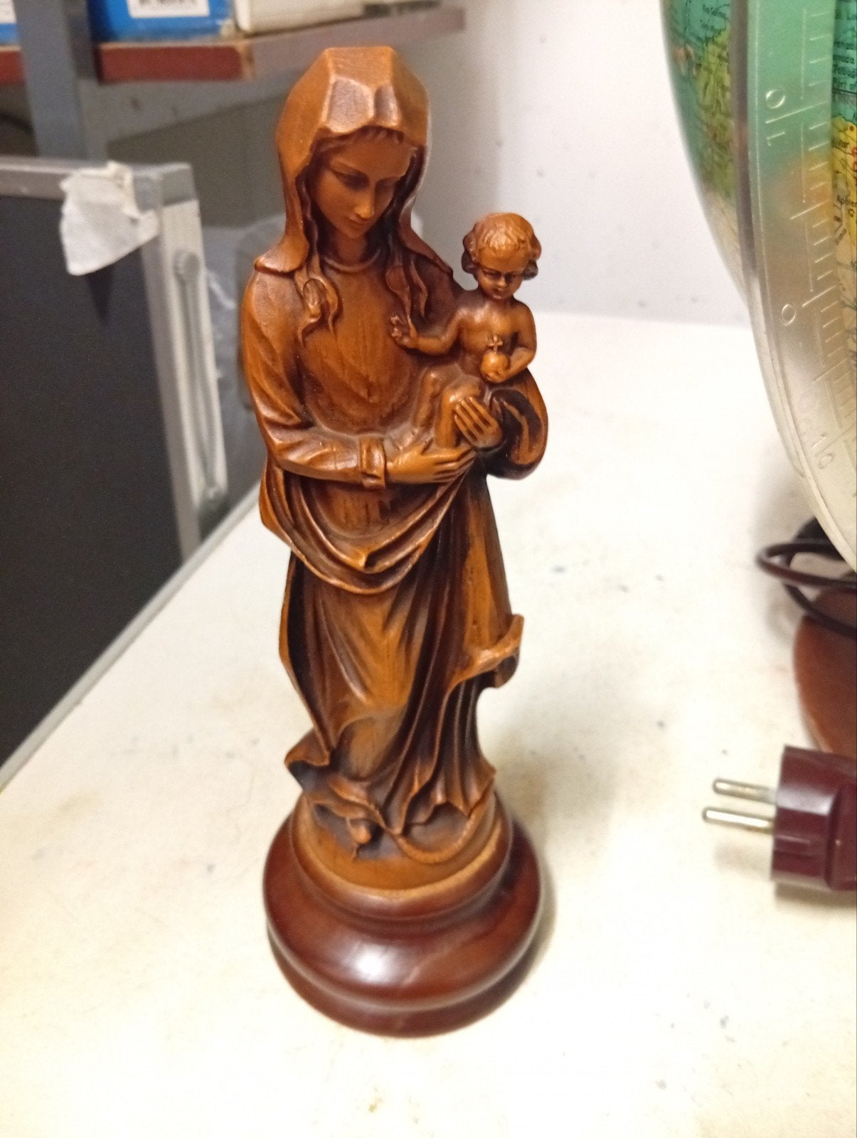Houten beeldje Maria met kindje Jezus, Ophalen of Verzenden