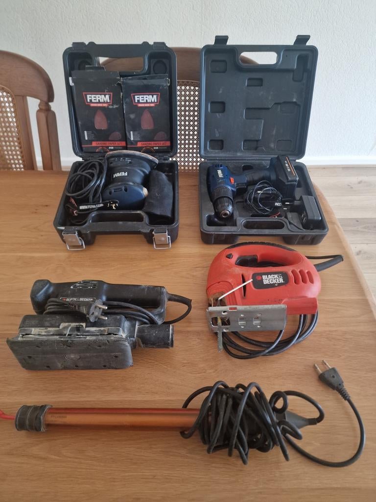 Set elektrische gereedschap., Doe-het-zelf en Verbouw, Gereedschap | Overige machines, Ophalen, Gebruikt