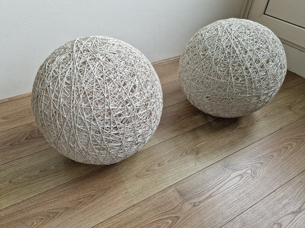 Bolvormige hanglampen van touw 45cm, Ophalen, Gebruikt, Overige materialen, E27 (groot)
