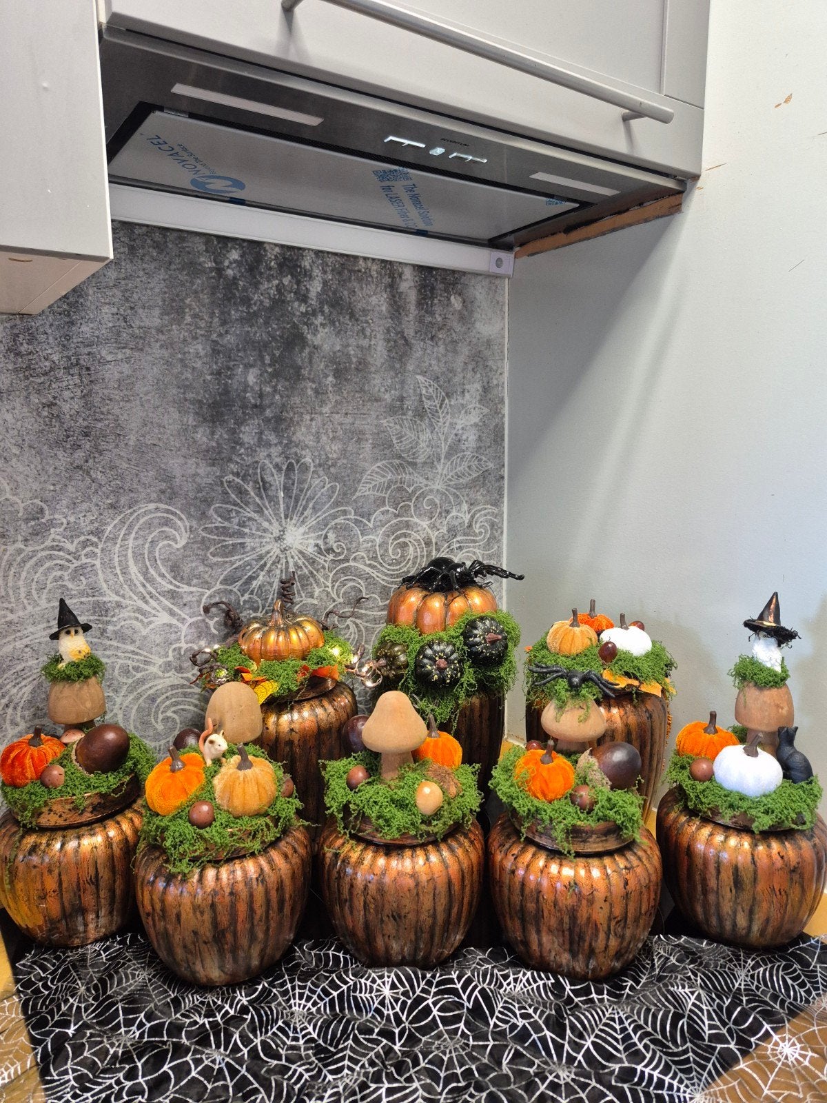 Halloween-Herfsttafereel Glas bewerkte Snoep-Cookie Potten, Ophalen of Verzenden, Nieuw, Versiering, Halloween of Griezel