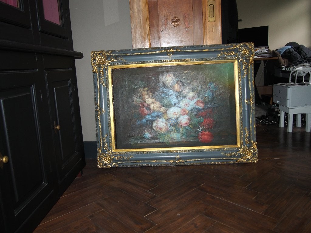 Groot barok schilderij met bloemen, 115x86 cm, Ophalen, Klassiek, Ingelijst, Bloemen