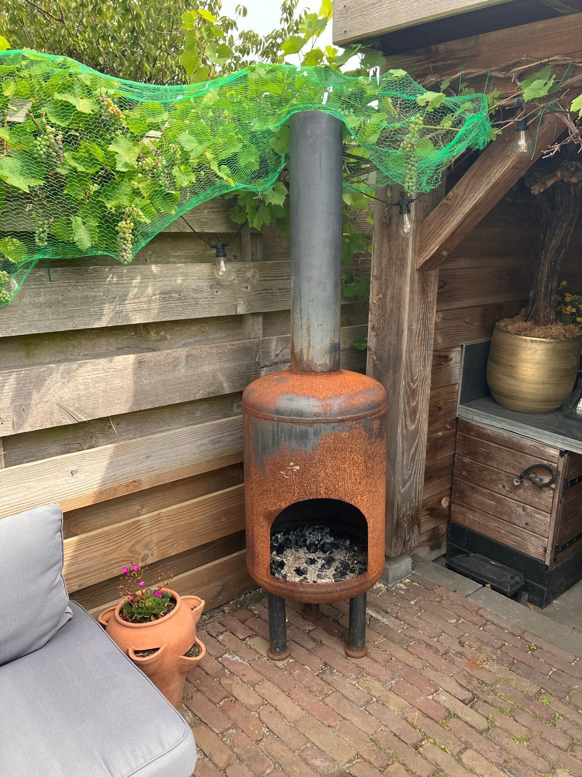 Robuuste Vuurton - 186 cm hoog, 50 cm breed, Tuin en Terras, Ophalen, Gebruikt, Vuurton