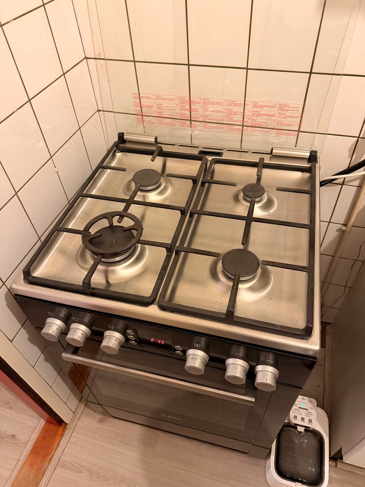 Bosch HGV745460N/01 Gasfornuis met Oven RVS, 60 cm of meer, Zo goed als nieuw, Gas, Vrijstaand