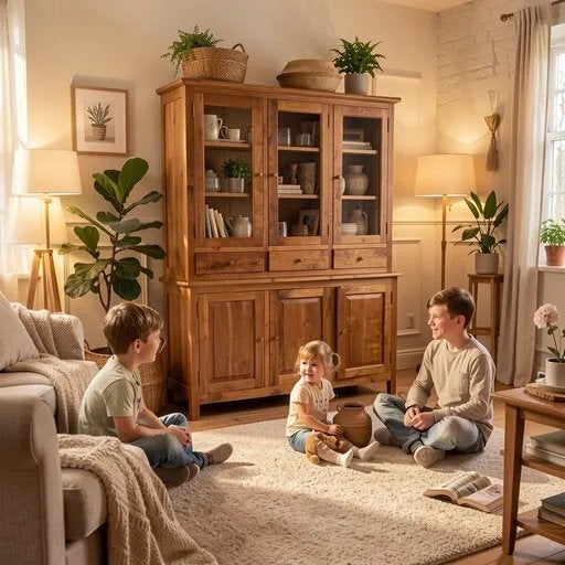 Unieke Teak Buffetkast Vitrinekast - Gratis Bezorging, Met deur(en), 200 cm of meer, 150 tot 200 cm, Glas