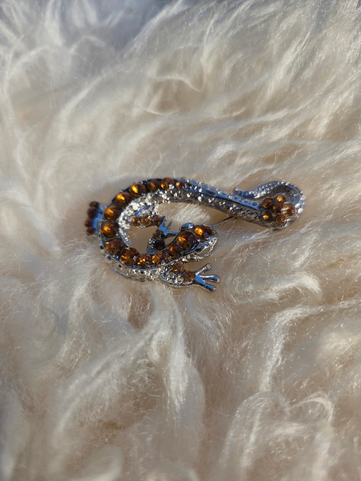 Vintage Broche salamander, Overige materialen, 4 tot 7 cm, Gebruikt, Overige kleuren