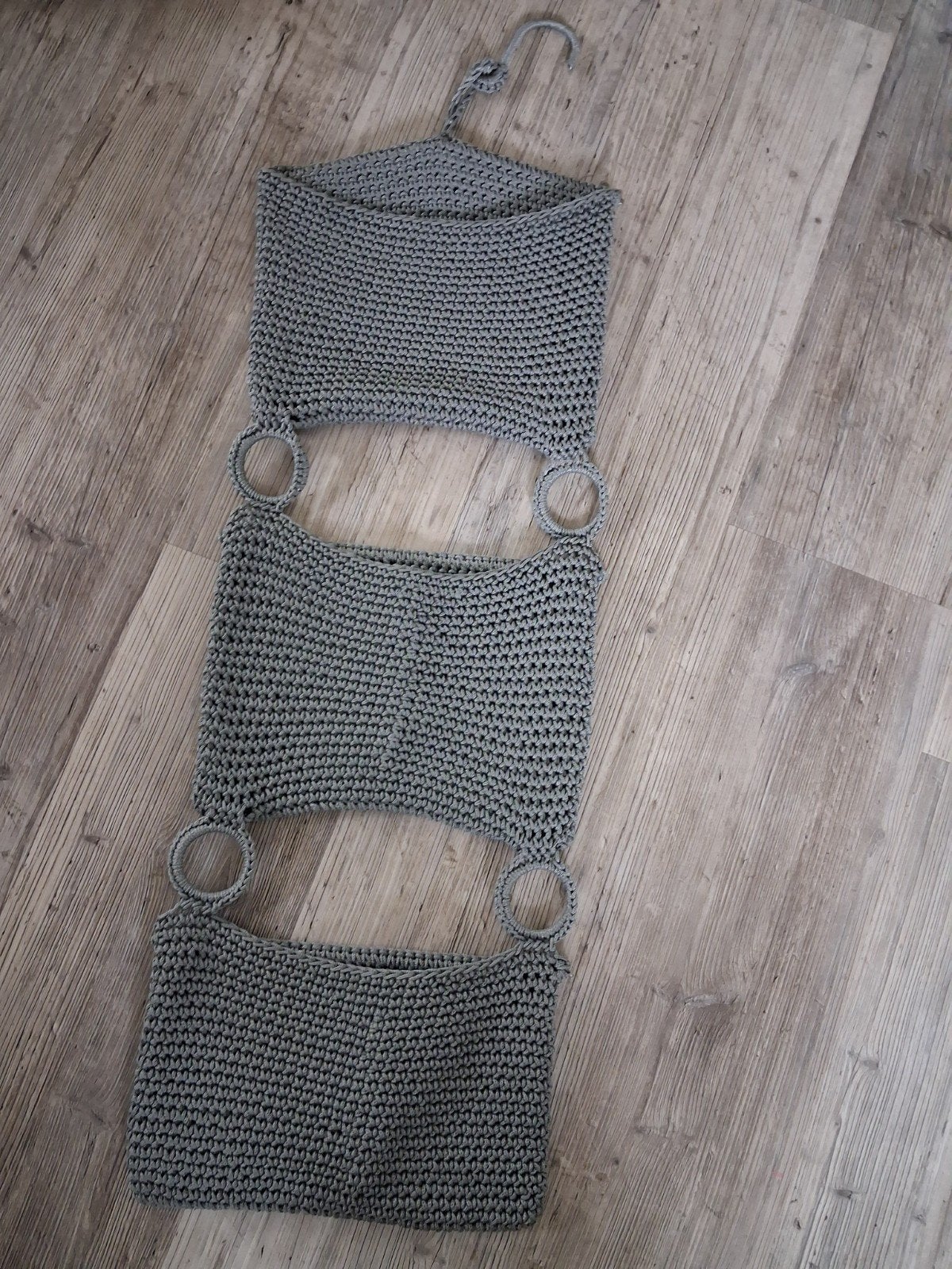 Gehaakte Opberger met 4 Vakken - Grijs, Nieuwstaat, Ophalen of Verzenden, Zo goed als nieuw, Grijs, Textiel