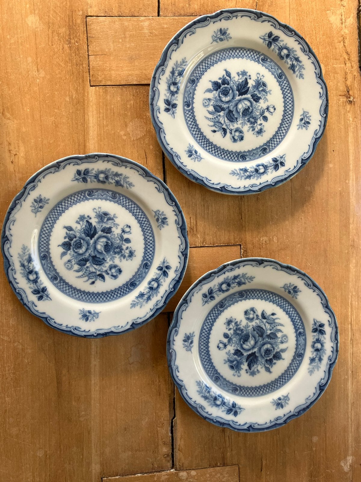 Set van 3 Blue Rose porseleinen schotels/kleine bordjes, Ophalen of Verzenden