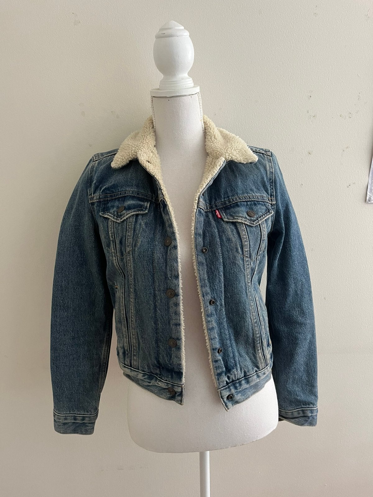 Levi’s sherpa jas - maat XS, Blauw, Ophalen of Verzenden, Zo goed als nieuw, Maat 34 (XS) of kleiner