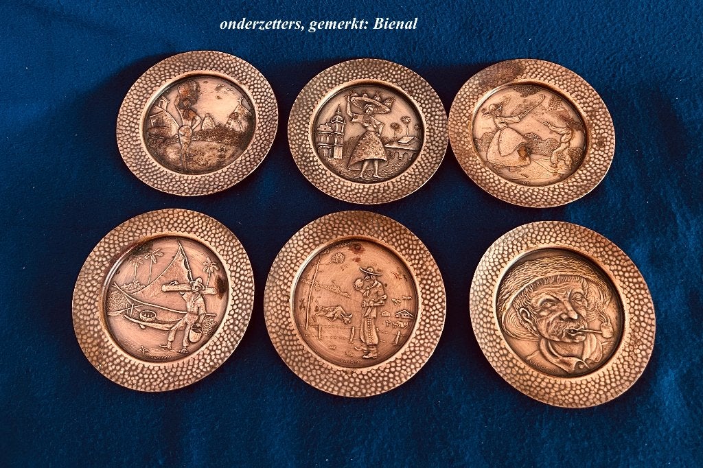 Onderzetters Koper Bienal Braziliaans jaren 60 Vintage, Ophalen