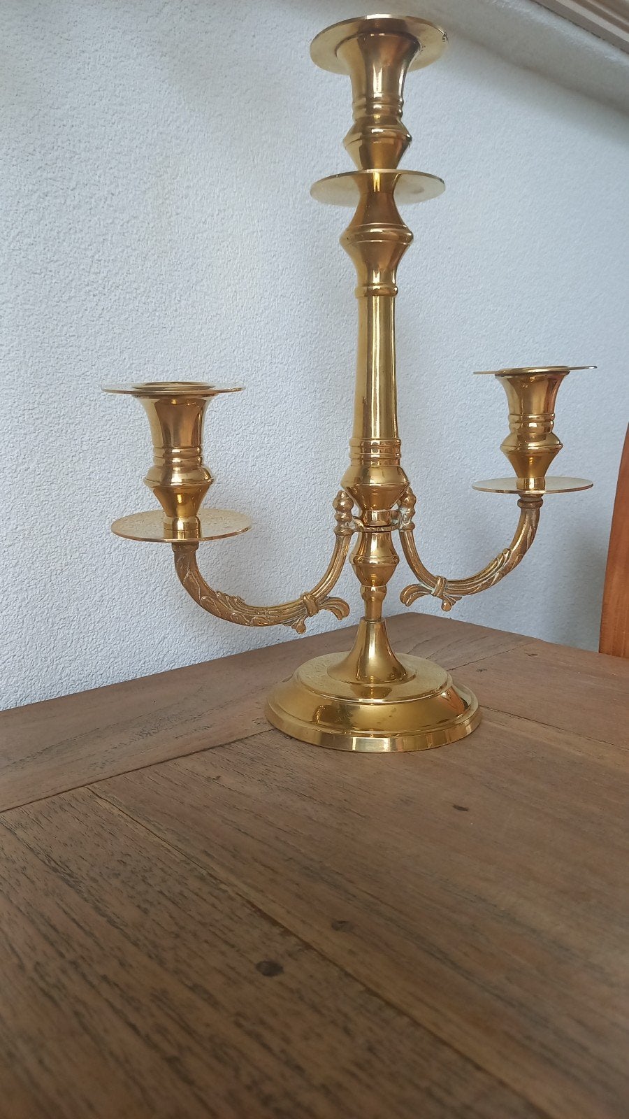 Messing Kandelaber - Drie-armige Kandelaar, Ophalen of Verzenden