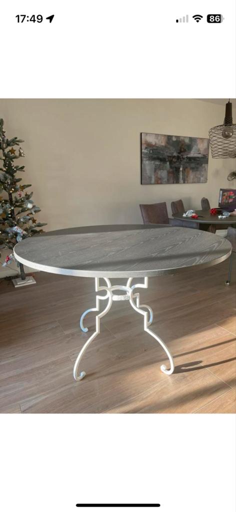 Ronde tafel smeedijzer onderstel, Huis en Inrichting, Tafels | Eettafels, Ophalen, Gebruikt, 100 tot 150 cm, Rond