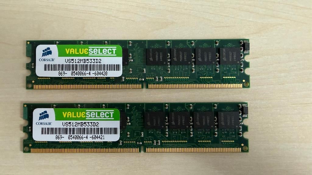 Corsair ValueSelect 2x 512MB DDR2-533 (1GB kit), Ophalen of Verzenden, DDR2, Desktop, 1 GB of minder