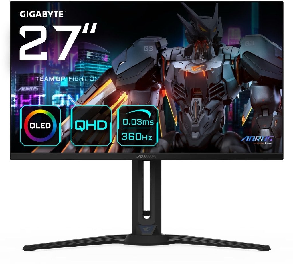 Gigabyte AORUS FO27Q3 27" Quad HD 360Hz OLED Z.G.A.N, Computers en Software, IPS, In hoogte verstelbaar, Minder dan 1 ms, Zo goed als nieuw