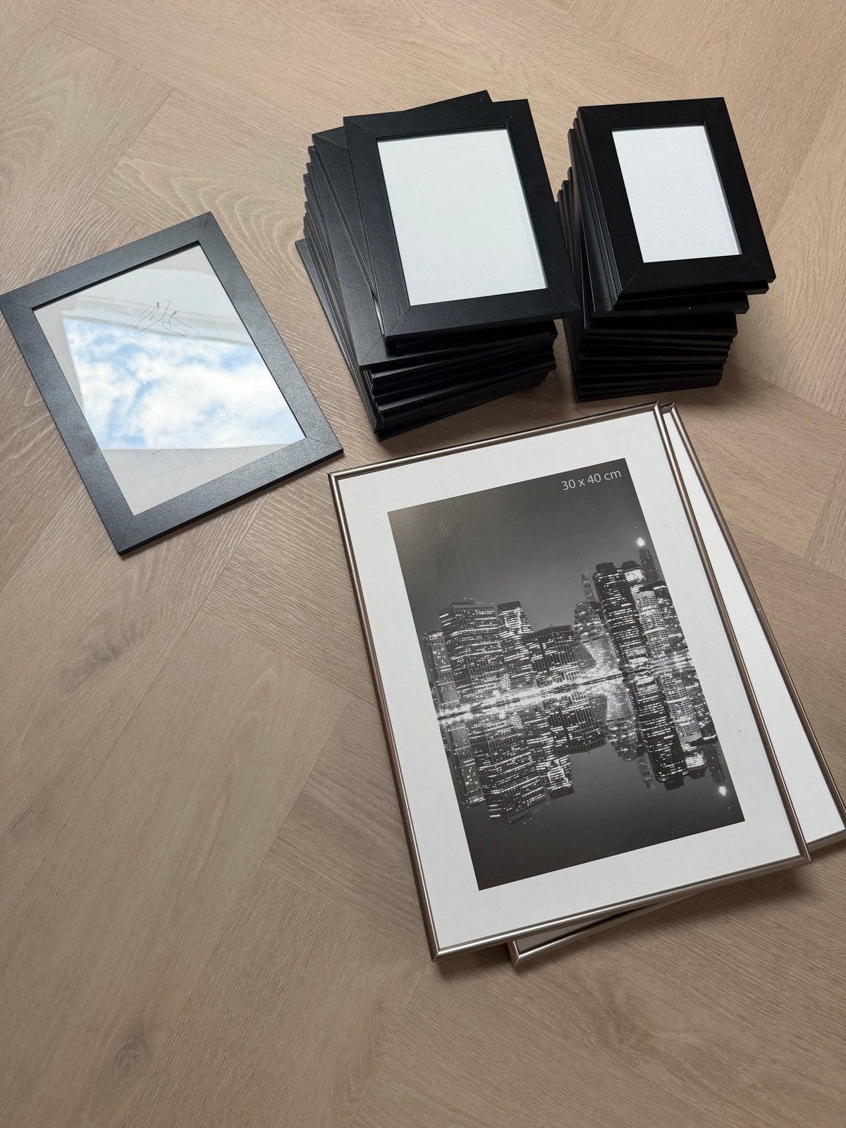 Diverse fotolijsten - 29 stuks (zwart en zilver), Gebruikt, Standaard fotolijst, Ophalen of Verzenden, Zwart