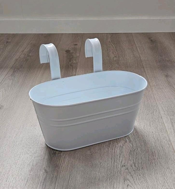 Xenos Hangende Bloembak Metalen Bloempot Wit Balkon, Minder dan 30 cm, Verzenden, Minder dan 60 cm, Zo goed als nieuw