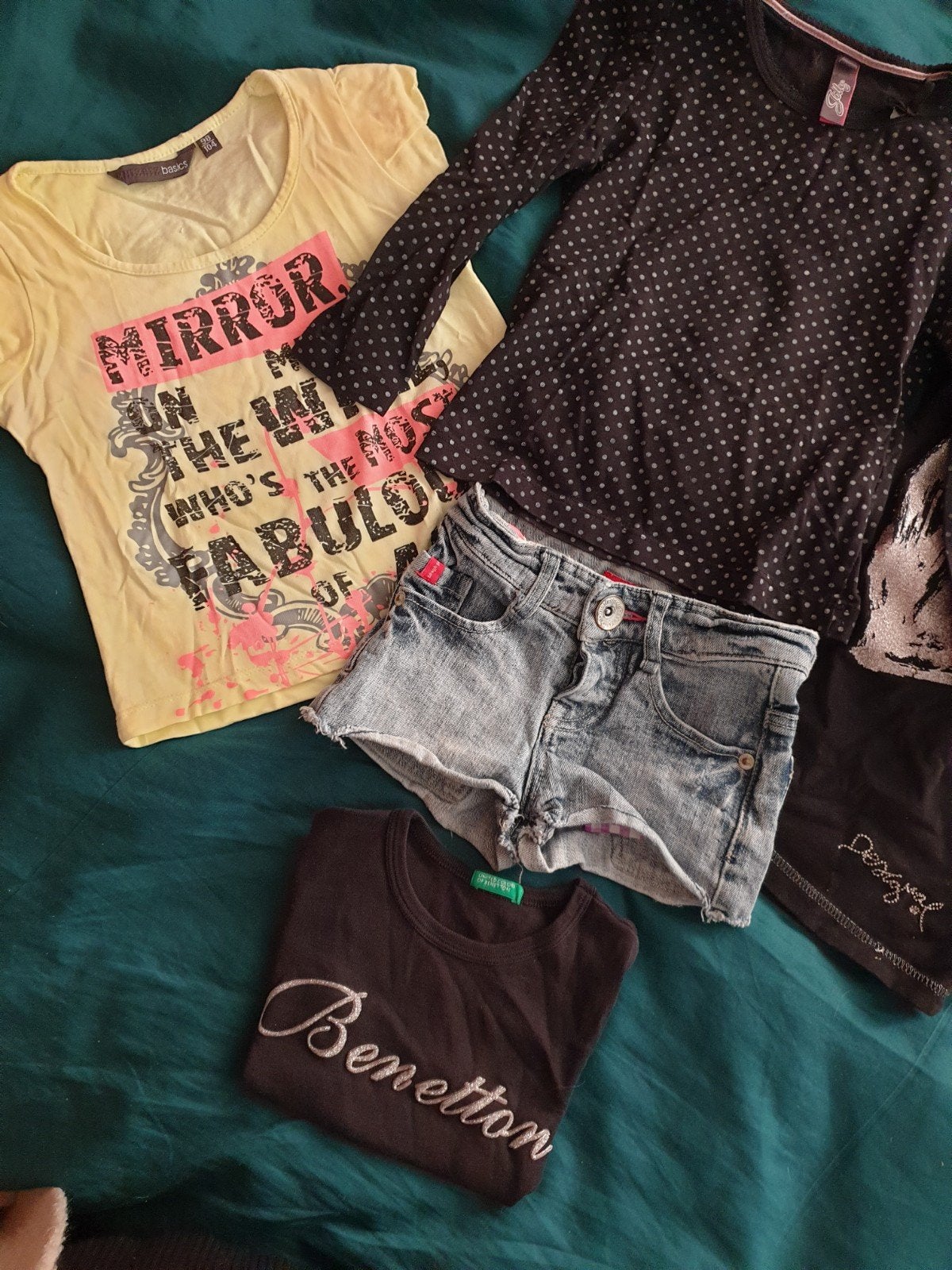 Bengh, Benetton, Desiqual jilly 104 short longsleeve pofmouw, Kinderen en Baby's, Kinderkleding | Maat 104, Ophalen, Gebruikt