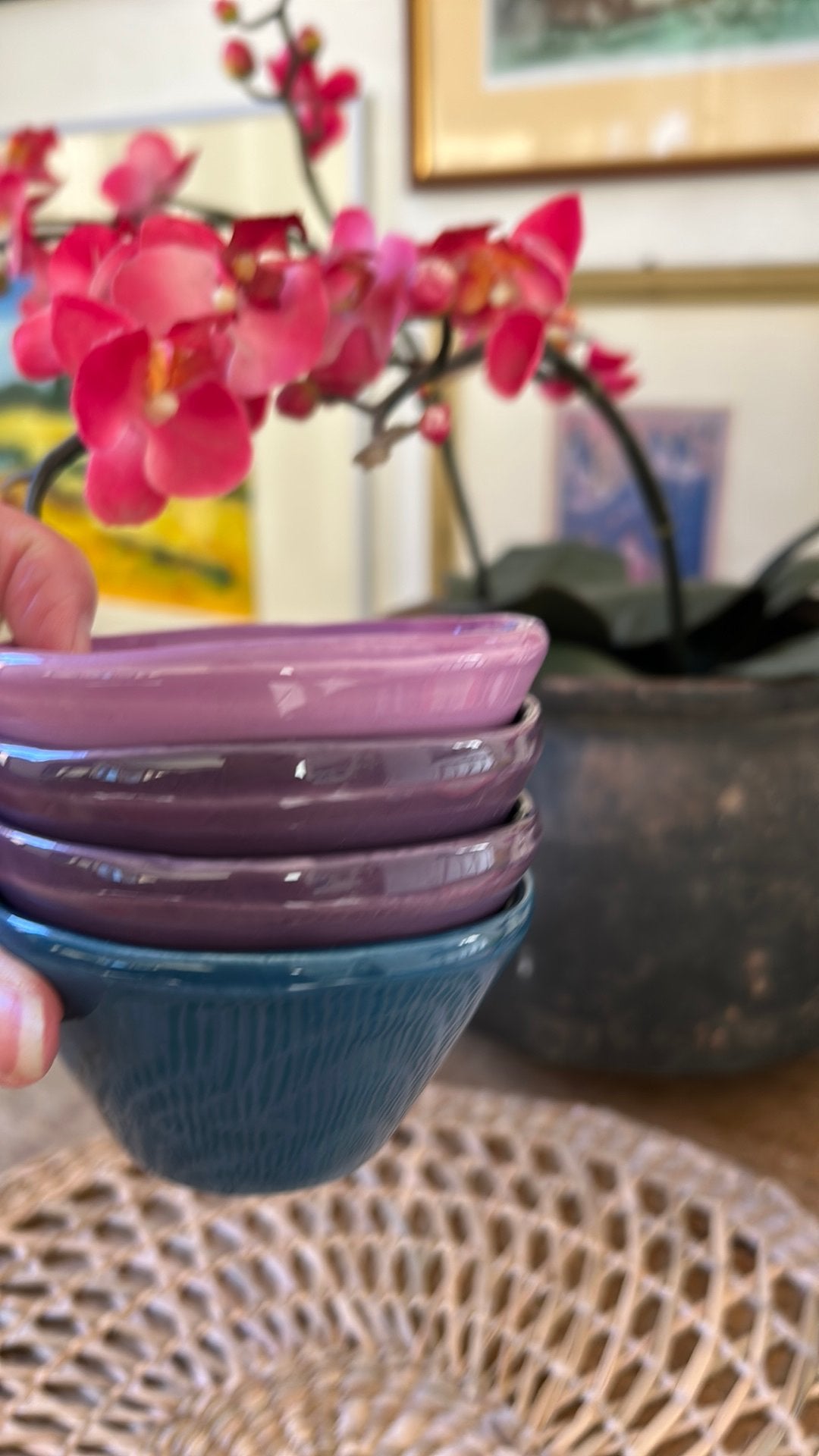 Set 4 Rice Toscaanse handmade kommen 9,5 cm nw, Ophalen, Zo goed als nieuw, Rond