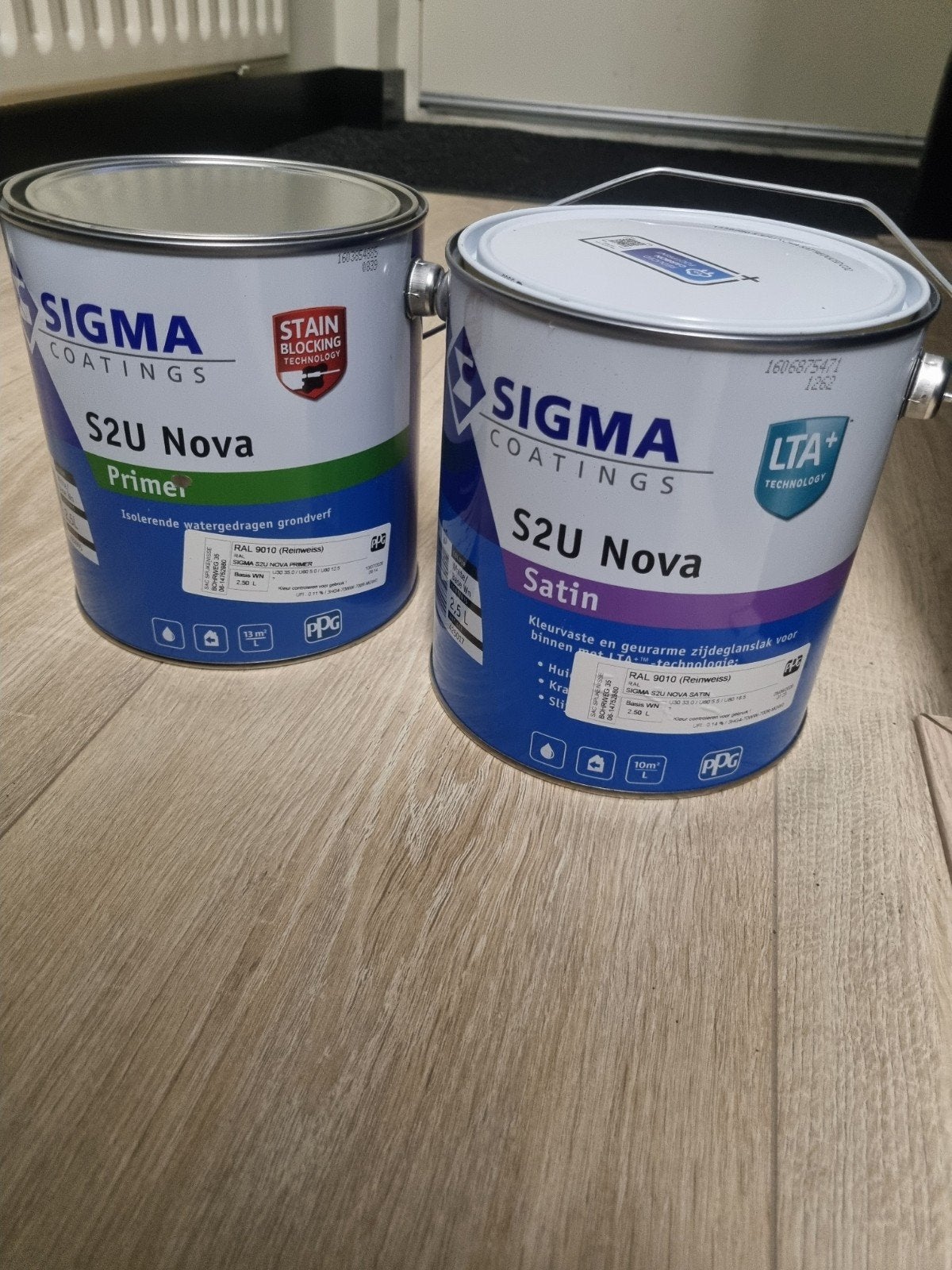 Sigma S2U Nova Primer en Satin RAL 9010, 5 tot 10 liter, Wit, Nieuw, Ophalen of Verzenden