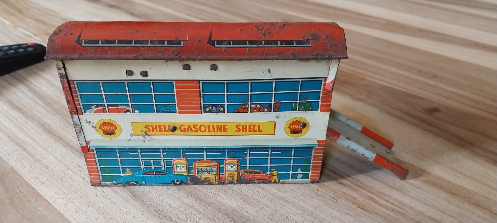 Vintage Shell Gasoline blikke garage Made in US Zone Germany, Ophalen of Verzenden, Gebruikt, Overige typen
