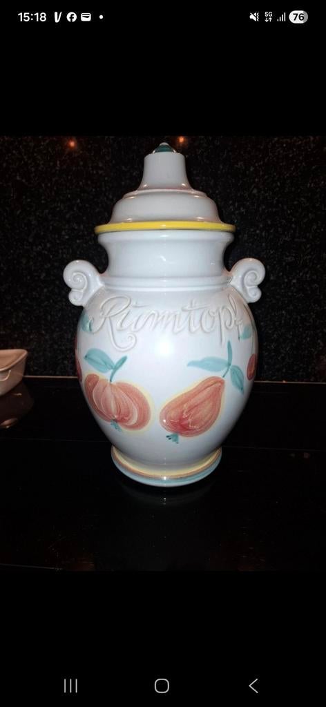 Vintage Rumtopf van W. Germany Scheurich met fruitdecoratie, Ophalen of Verzenden