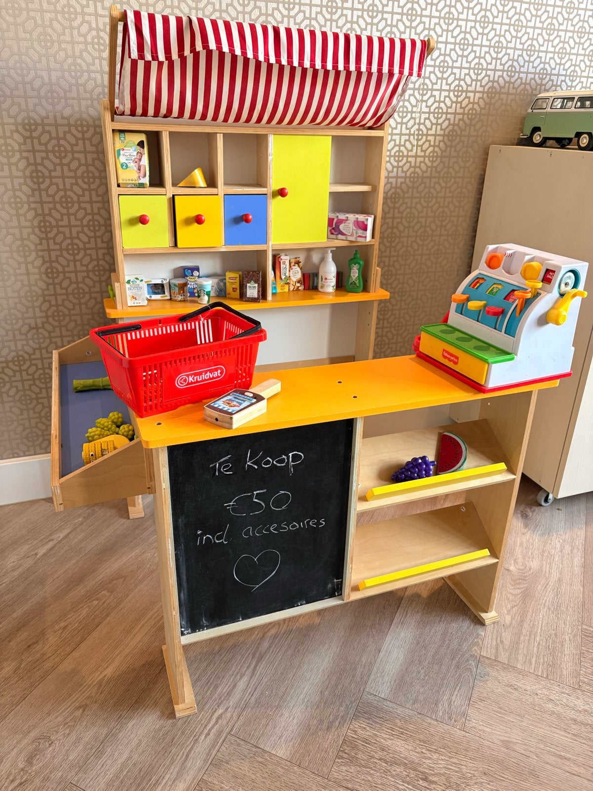 Houten Speelgoedwinkel met Accessoires en Kassa, Ophalen, Gebruikt, Jongen of Meisje