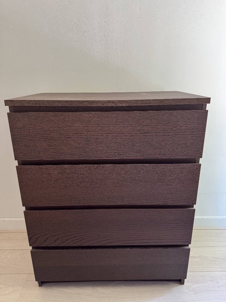 IKEA MALM ladekast met 4 lades, bruin, 80x100 cm, Ophalen, Gebruikt, 50 tot 100 cm, 3 of 4 laden