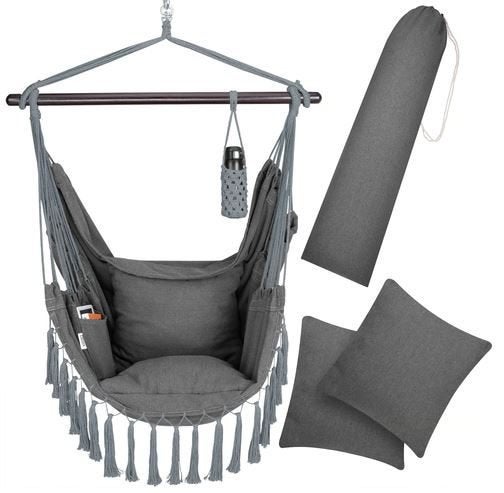 Hangstoel swing Antraciet 170x100x150cm GRATIS BEZORGD!, Metaal, Hangstoel, Verzenden, Zwart