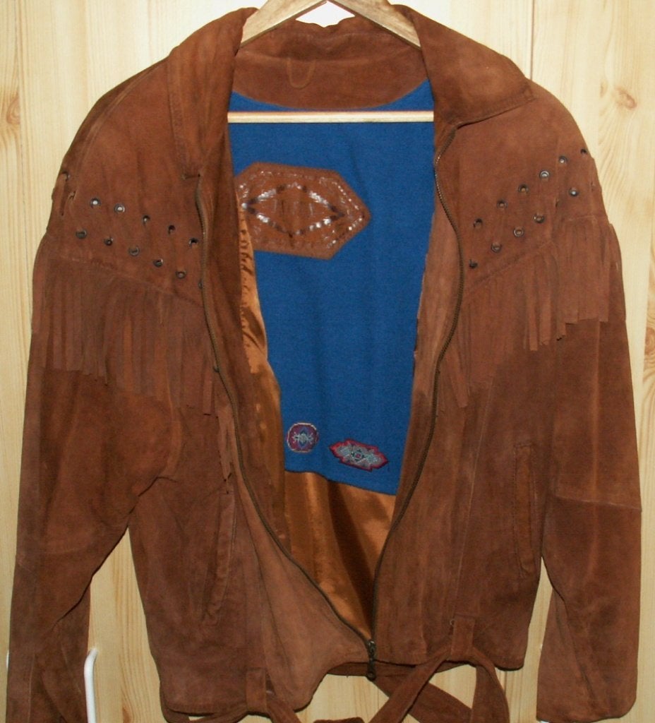 bruin suede jasje met franje, Bruin, Zo goed als nieuw, Jasje, Ophalen