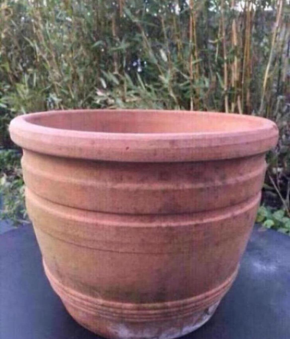 Oud Hollandse terracotta unieke bloempot 30cm, Ophalen, Gebruikt, Rond, Balkon