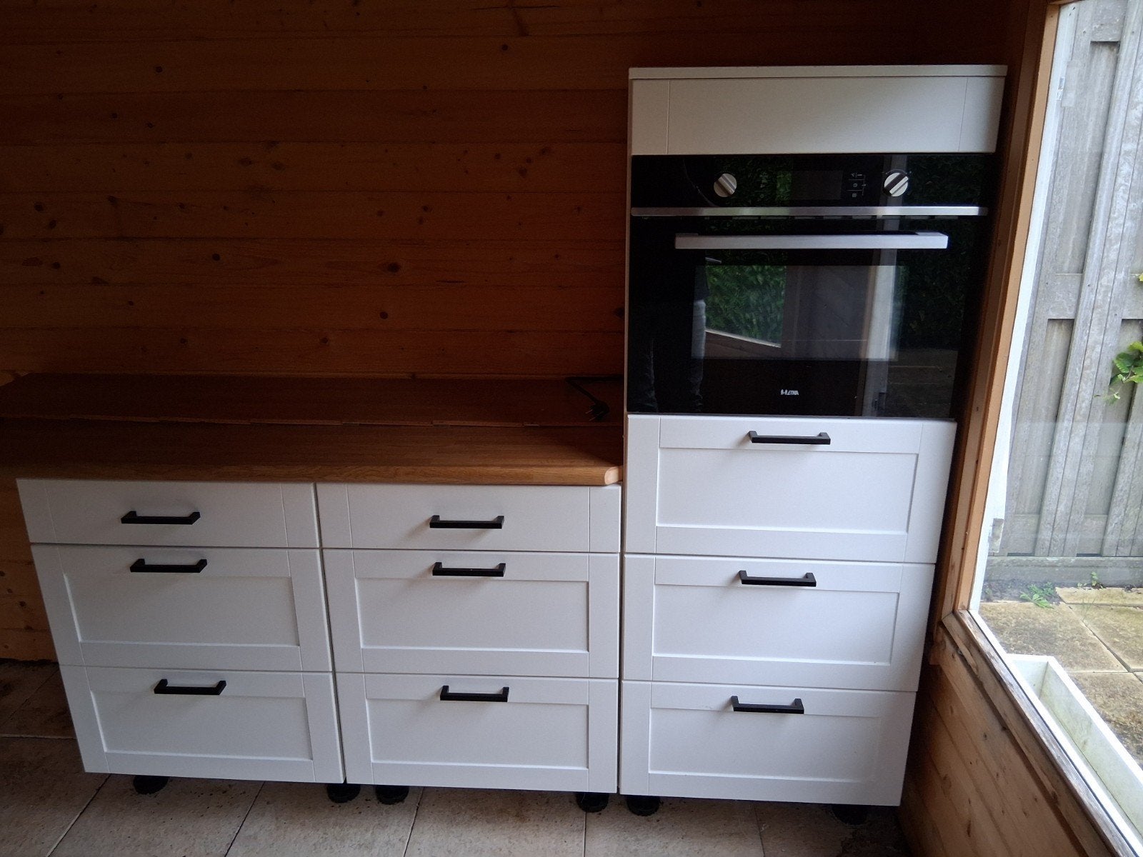Keukenblok met combi-oven - 180 cm breed, Ophalen, Gebruikt, Wit, Enkelwandige keuken