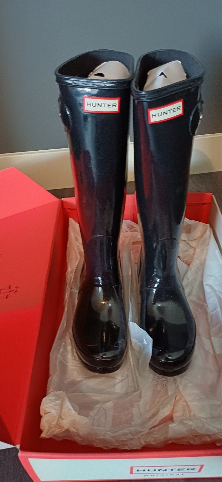 Hunter regenlaarzen zwart maat 40/41 met originele doos, Kleding | Dames, Schoenen, Zwart, Ophalen of Verzenden, Regenlaarzen