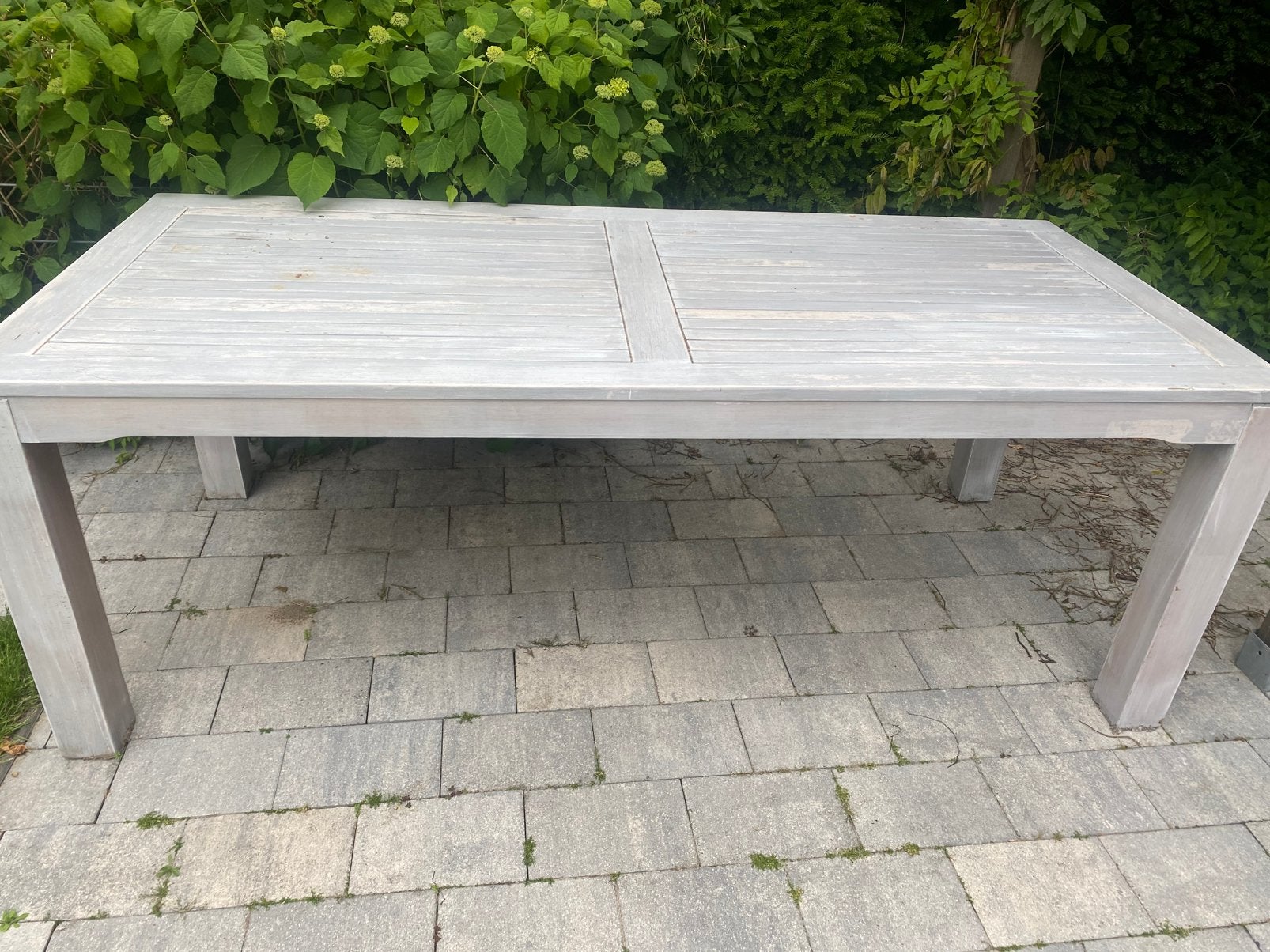 Tuintafel teak hout - white wash, Tuin en Terras, Tuintafels, Ophalen, Gebruikt, Rechthoekig, Hout