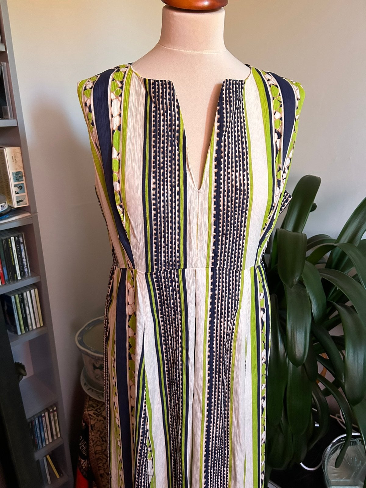 Vintage jurk  selfmade  mt 42, Ophalen of Verzenden, Zo goed als nieuw, Maat 42/44 (L), Onder de knie