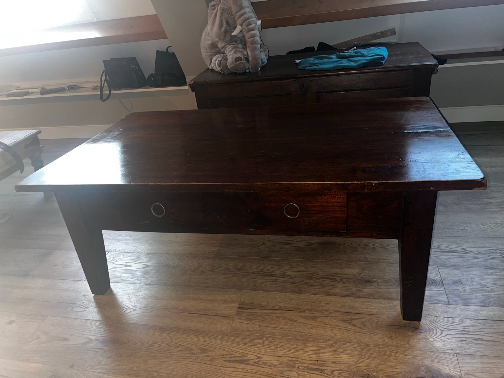Mooie houten salon/tv tafel, Ophalen, Gebruikt, 100 tot 150 cm, 50 tot 100 cm