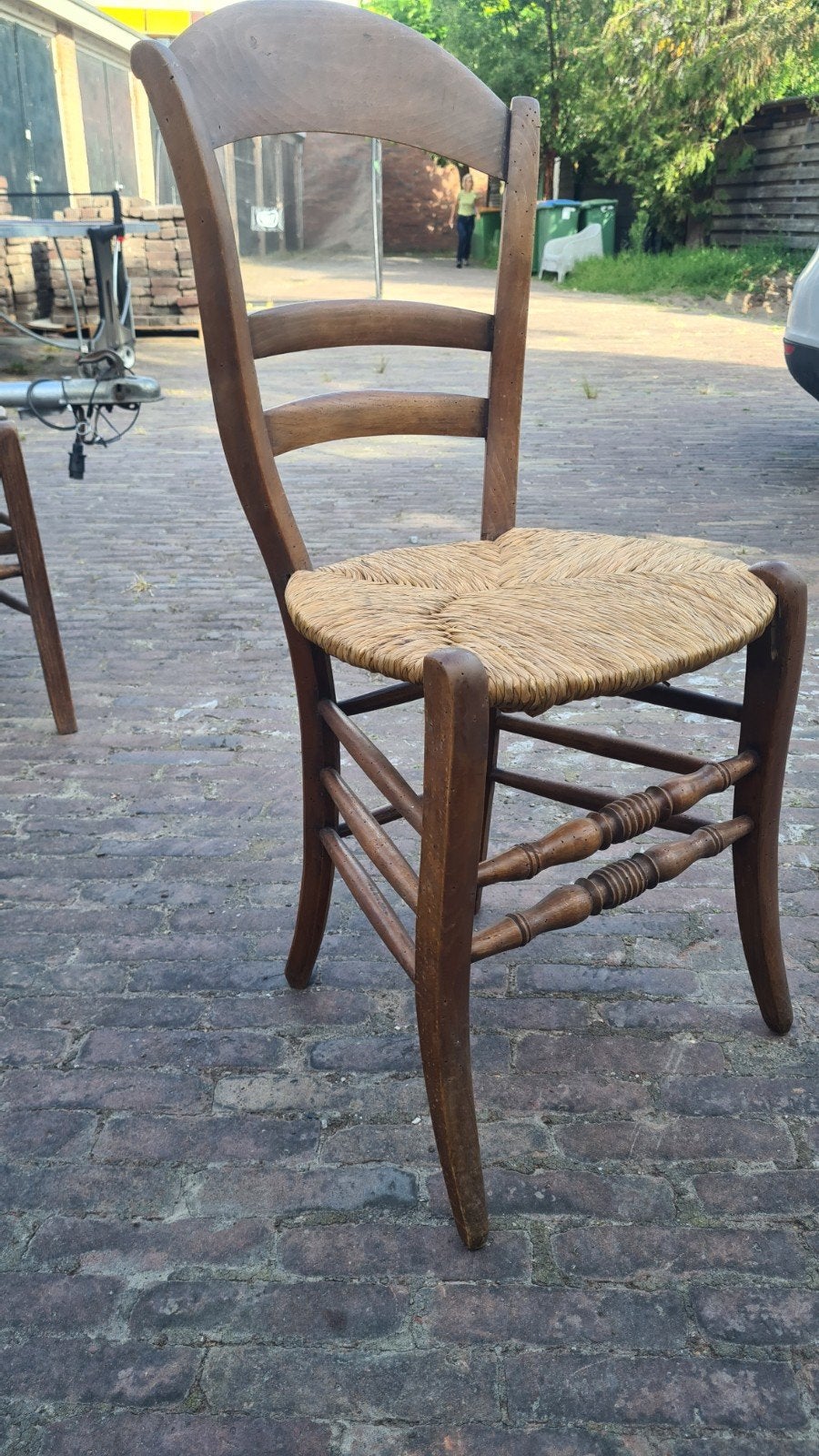 Set van 5 rustieke boeren  houten stoelen met rieten zitting, Antiek en Kunst, Antiek | Meubels | Stoelen en Banken, Ophalen