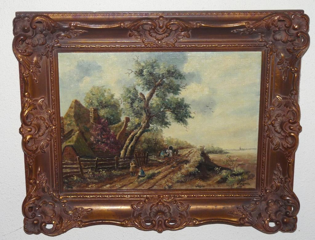 Olieverf schilderij "Brabant" met mooie Barokke lijst, Minder dan 50 cm, 50 tot 75 cm, Ophalen of Verzenden, Zo goed als nieuw