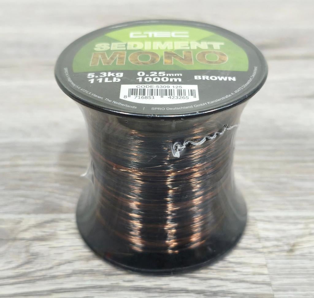 NIEUW Spro C-Tec Sediment Mono Lijn 1000 M 0,25 mm - Bruin, Ophalen of Verzenden, Nieuw, Vislijn
