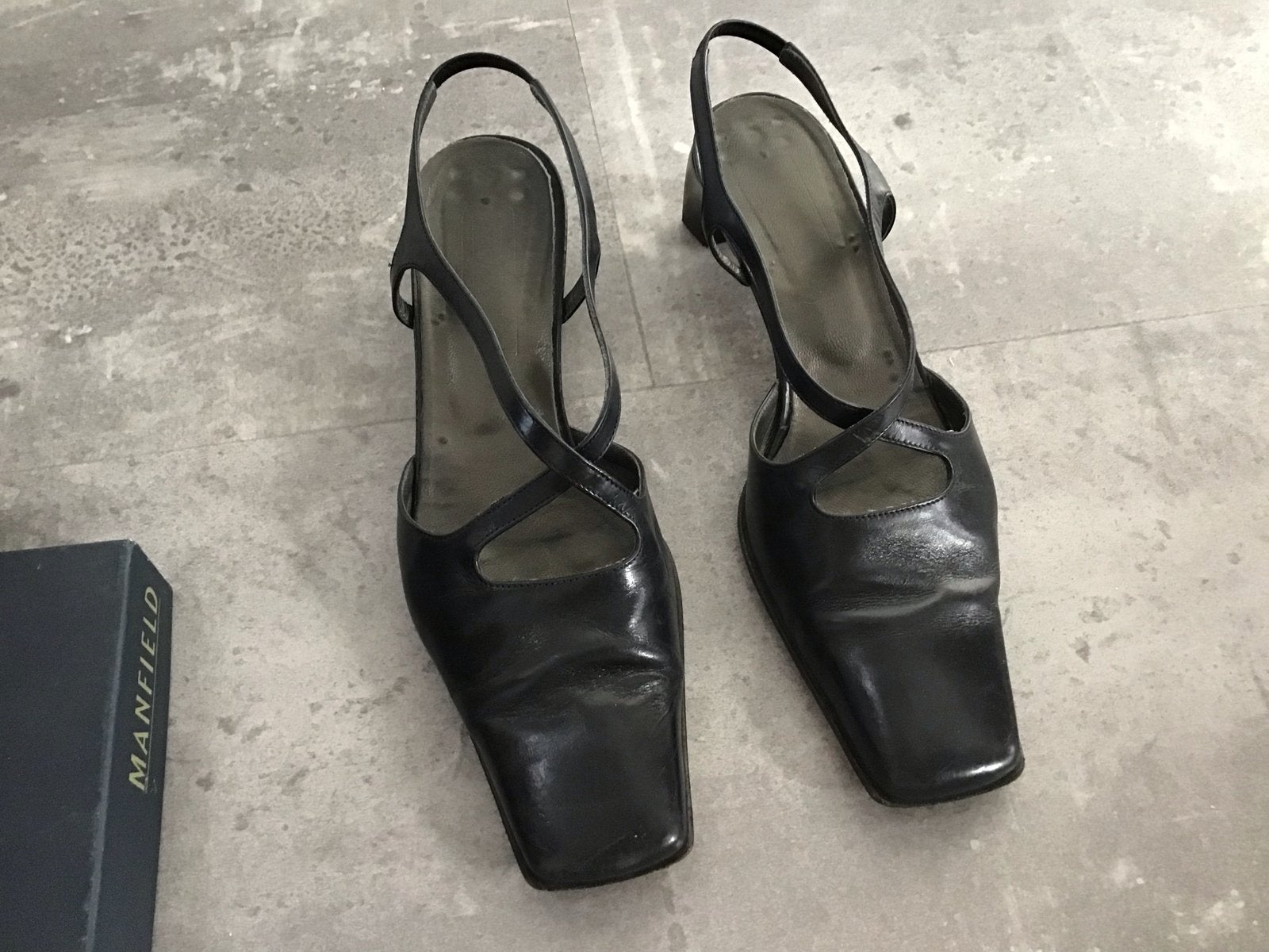 Manfield Zwarte Slingback Pumps Maat 40, Ophalen of Verzenden, Gedragen, Zwart, Pumps