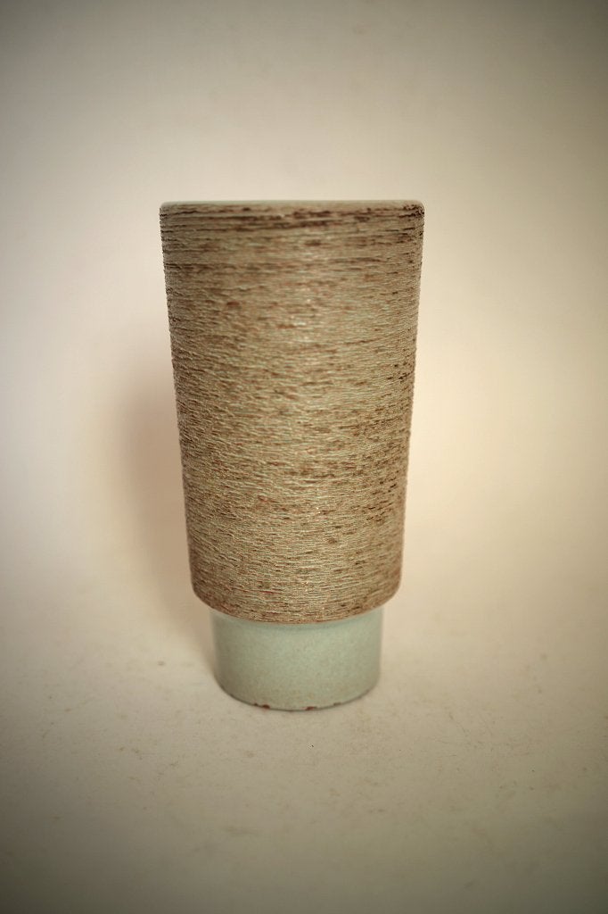 vintage bloempot geel vaas blauw aardewerk adco reliëf, Gebruikt, Rond, Binnen, Ophalen of Verzenden