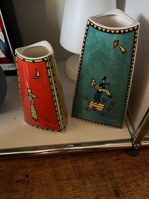 Twee mooie vintage design porceleine vazen Love Story, Antiek en Kunst, Ophalen, Vaas, Steen/keramiek, Gesigneerd