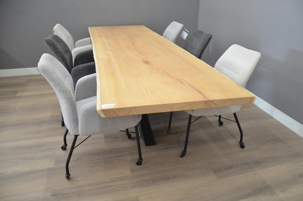 Mahonie boomstamtafel 300 cm - BT972 - 3 meter boomstamtafel, Overige houtsoorten, Verzenden, 50 tot 100 cm, Rechthoekig