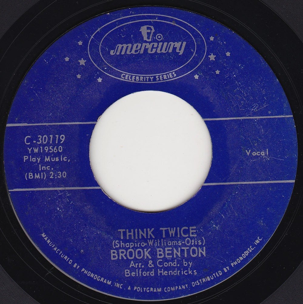 Brook Benton - Think Twice 7", Cd's en Dvd's, Vinyl Singles, Ophalen of Verzenden, Zo goed als nieuw, 7 inch, Country en Western