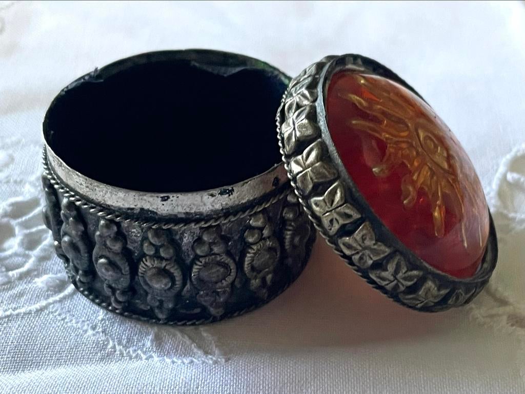 Vintage sieradendoosje met zonmotief, Antiek en Kunst, Antiek | Overige Antiek, Ophalen of Verzenden
