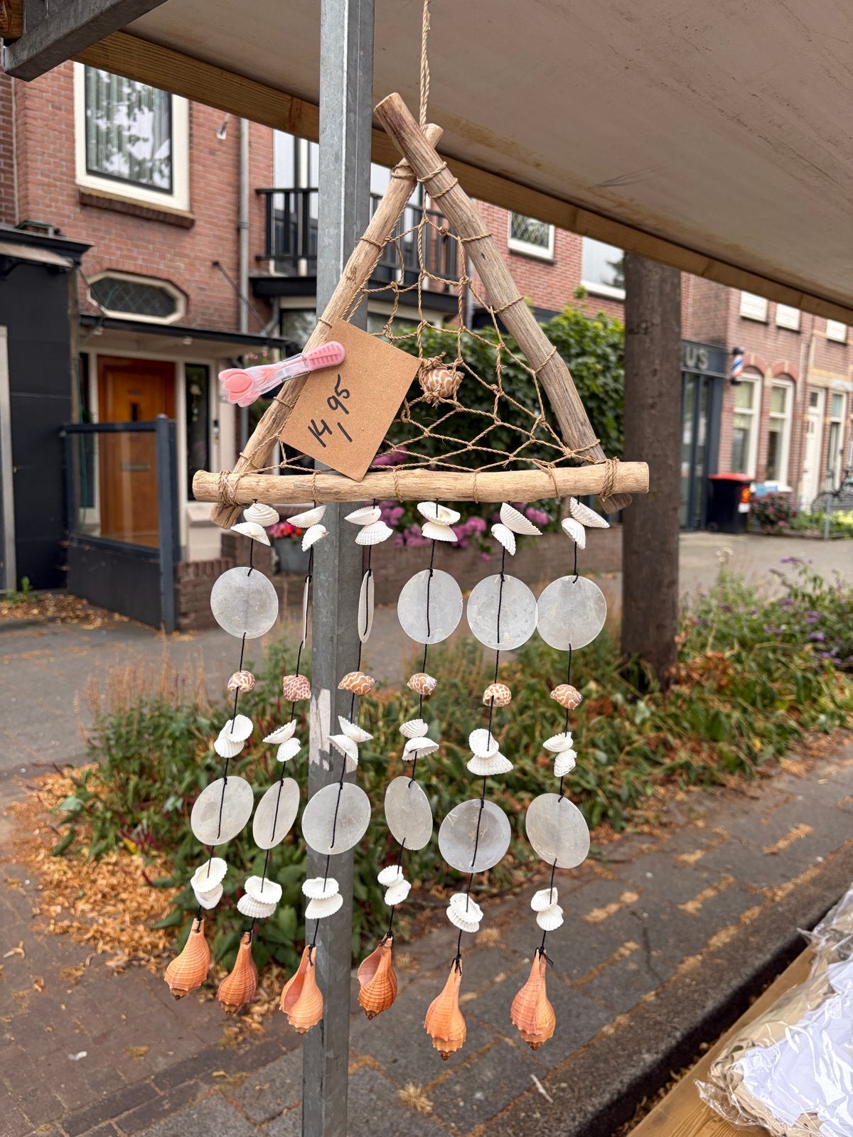 Handgemaakte schelpen windgong - Boheemse decoratie, Meerkleurig, Boho, Ophalen of Verzenden, Zo goed als nieuw