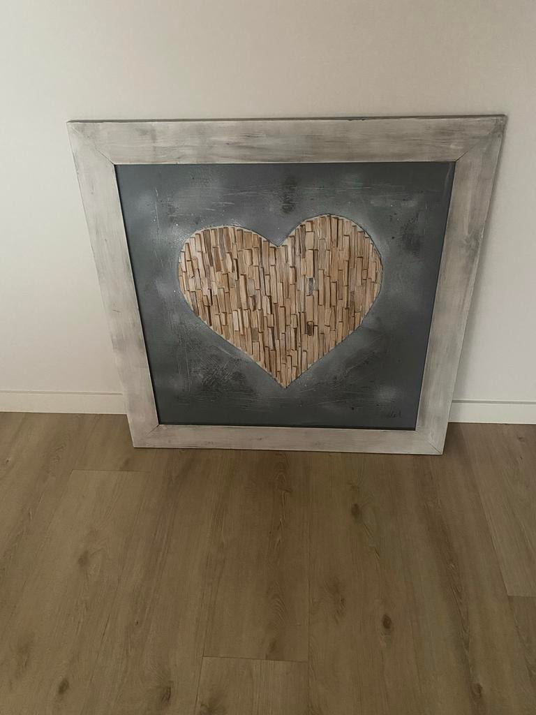 3D Houten Hart Decoratie - Wanddecoratie 97x97 cm, Ophalen, Gebruikt, Hout, Meerkleurig