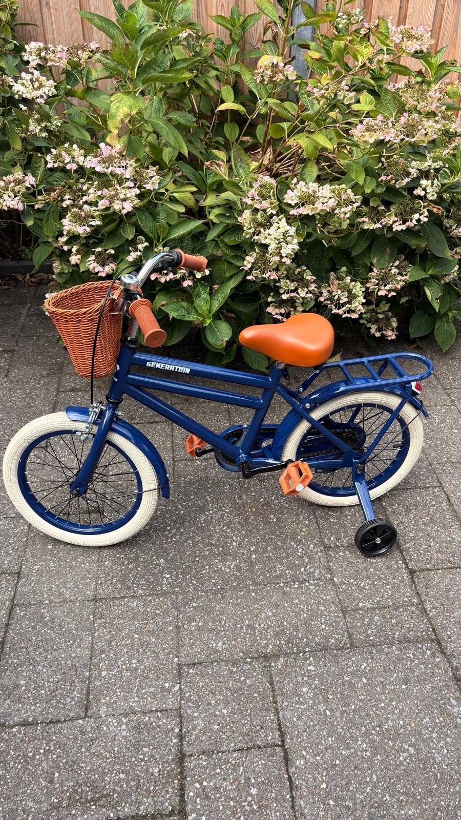 Generation kinderfiets 16 inch met zijwieltjes en mandje, Ophalen, Terugtraprem, Zijwieltjes, 16 tot 20 inch