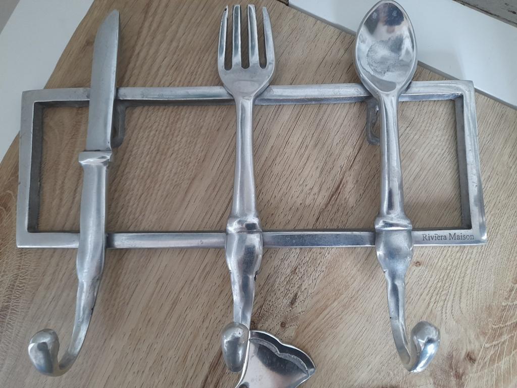 Zilverkleurige kapstok bestek riviera maison, Huis en Inrichting, Woonaccessoires | Kapstokken, Verzenden, Metaal, Wandkapstok