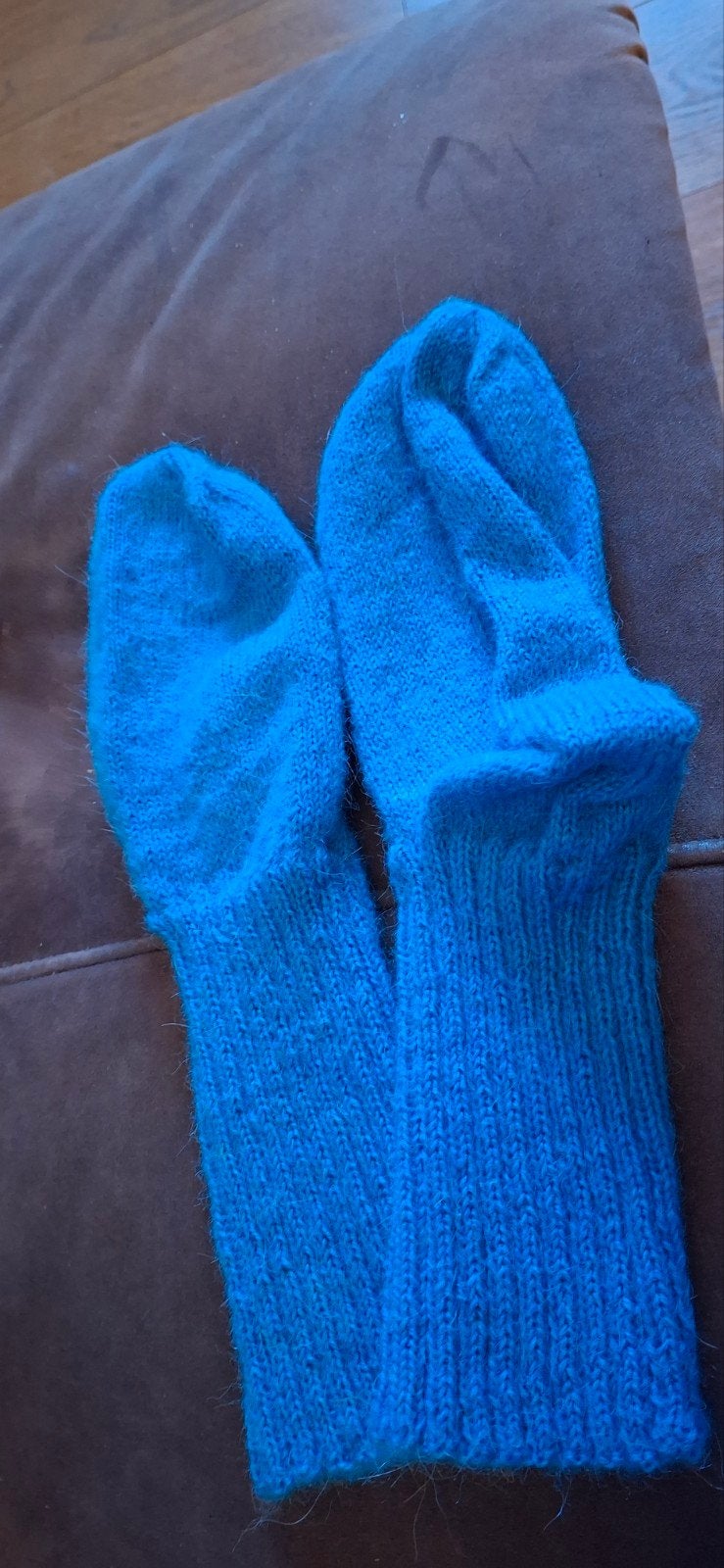 Handgebreide blauwe sokken, Blauw, Nieuw, Maat 39 t/m 42, Handgemaakt
